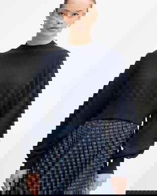United Colors of Benetton pulover din amestec de lână culoarea bleumarin, light, cu turtleneck, 1Y6SD2041
