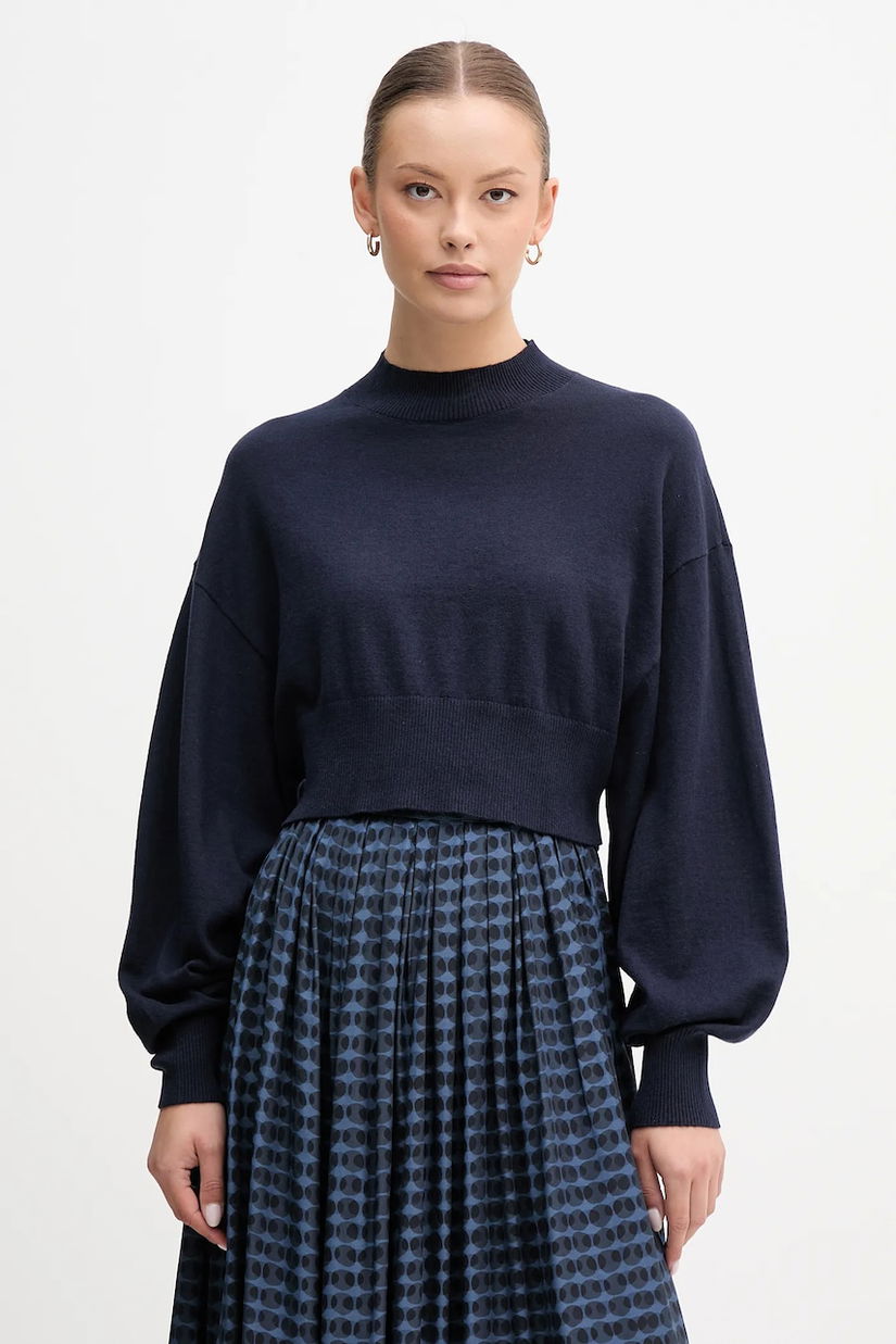 United Colors of Benetton pulover din amestec de lână culoarea bleumarin, light, cu turtleneck, 1Y6SD2041