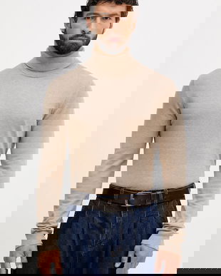 Lindbergh pulover culoarea bej, light, cu guler, 30-80094