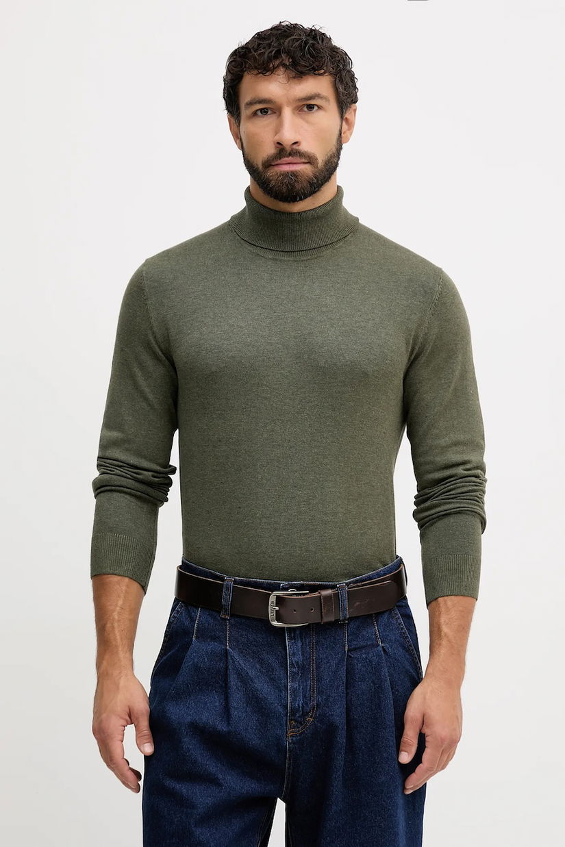 Lindbergh pulover culoarea verde, light, cu guler, 30-80094