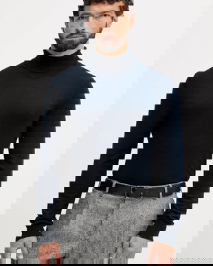 Lindbergh pulover culoarea bleumarin, light, cu guler, 30-80094