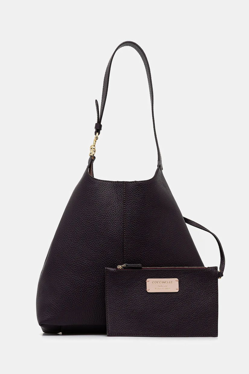 Coccinelle poșetă de piele COCCINELLE C-EASY culoarea negru, E1 SHA 11 02 01