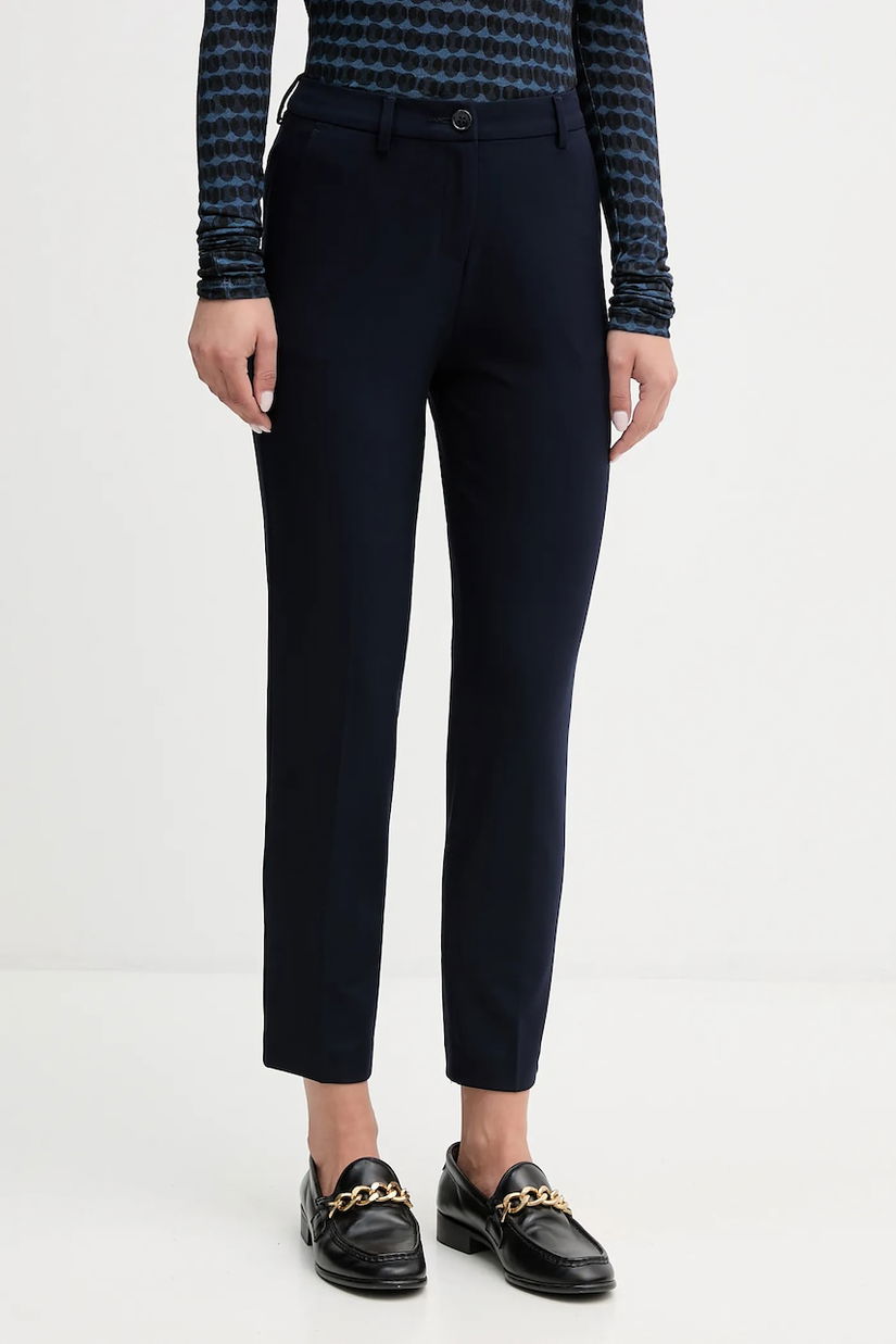 United Colors of Benetton pantaloni culoarea bleumarin, drept, high waist, 4L4H557R4