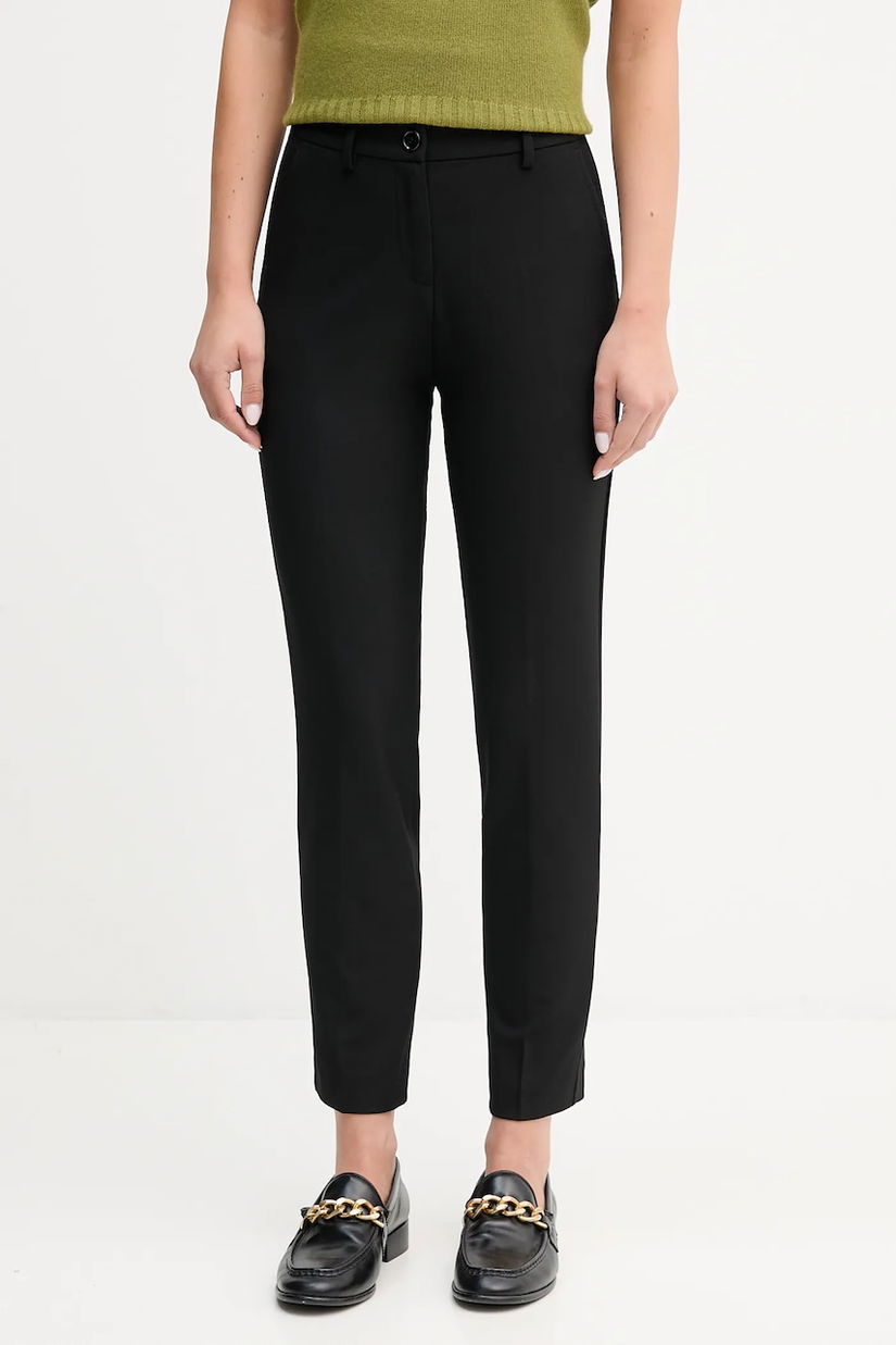 United Colors of Benetton pantaloni culoarea bleumarin, drept, high waist, 4L4H557R4