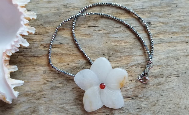 Choker floare agata, argint