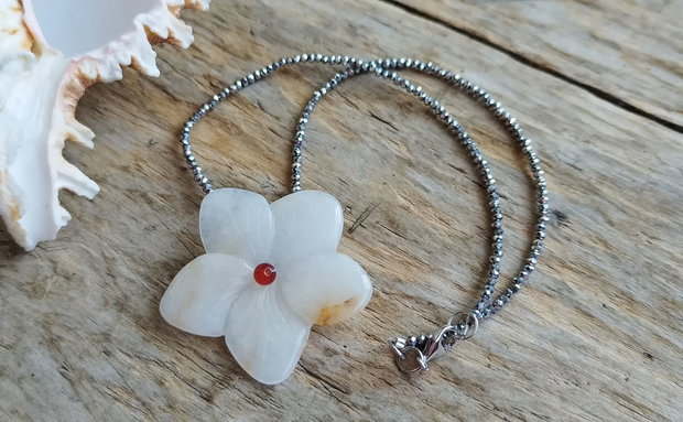Choker floare agata, argint