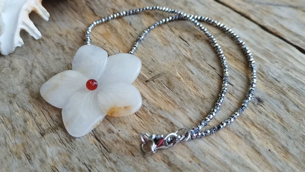 Choker floare agata, argint