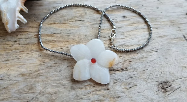 Choker floare agata, argint