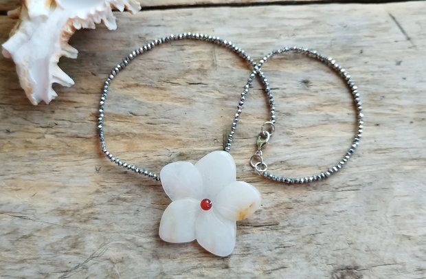 Choker floare agata, argint