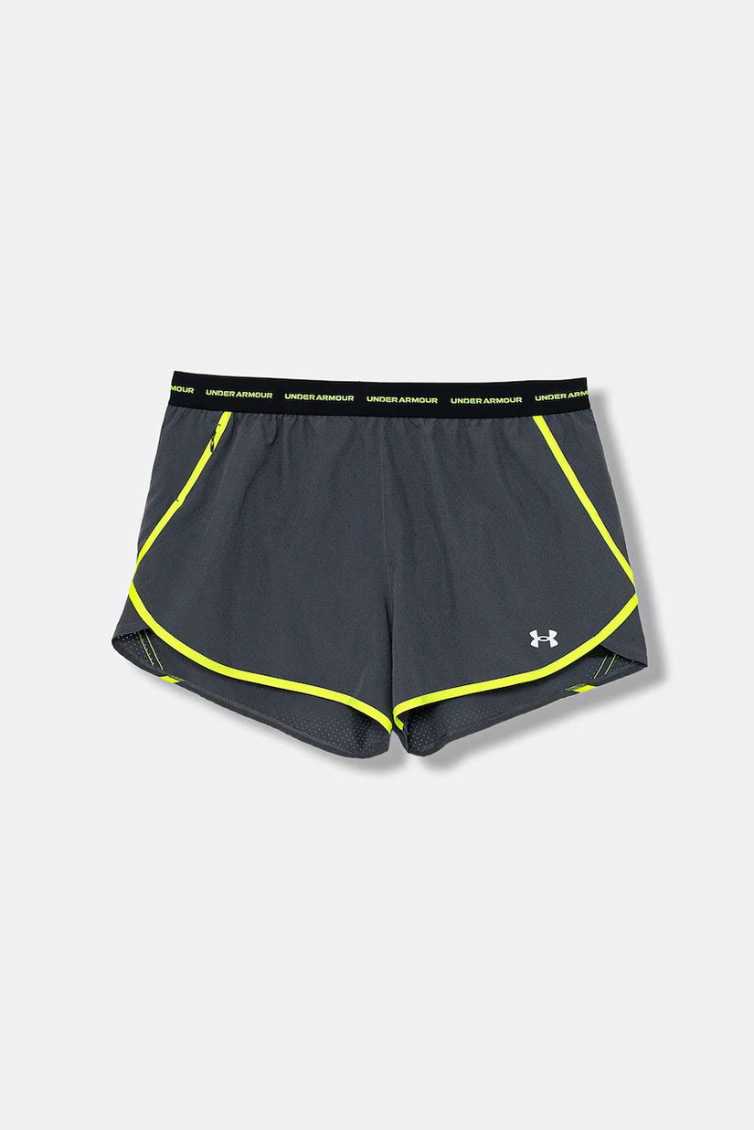 Under Armour pantaloni scurți de antrenament culoarea gri, uni, high waist, 6004029