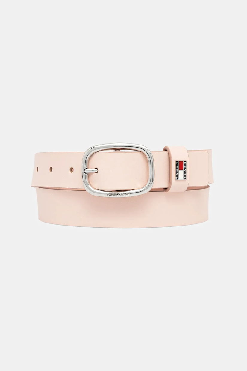 Tommy Jeans curea de piele culoarea bej, AW0AW15836