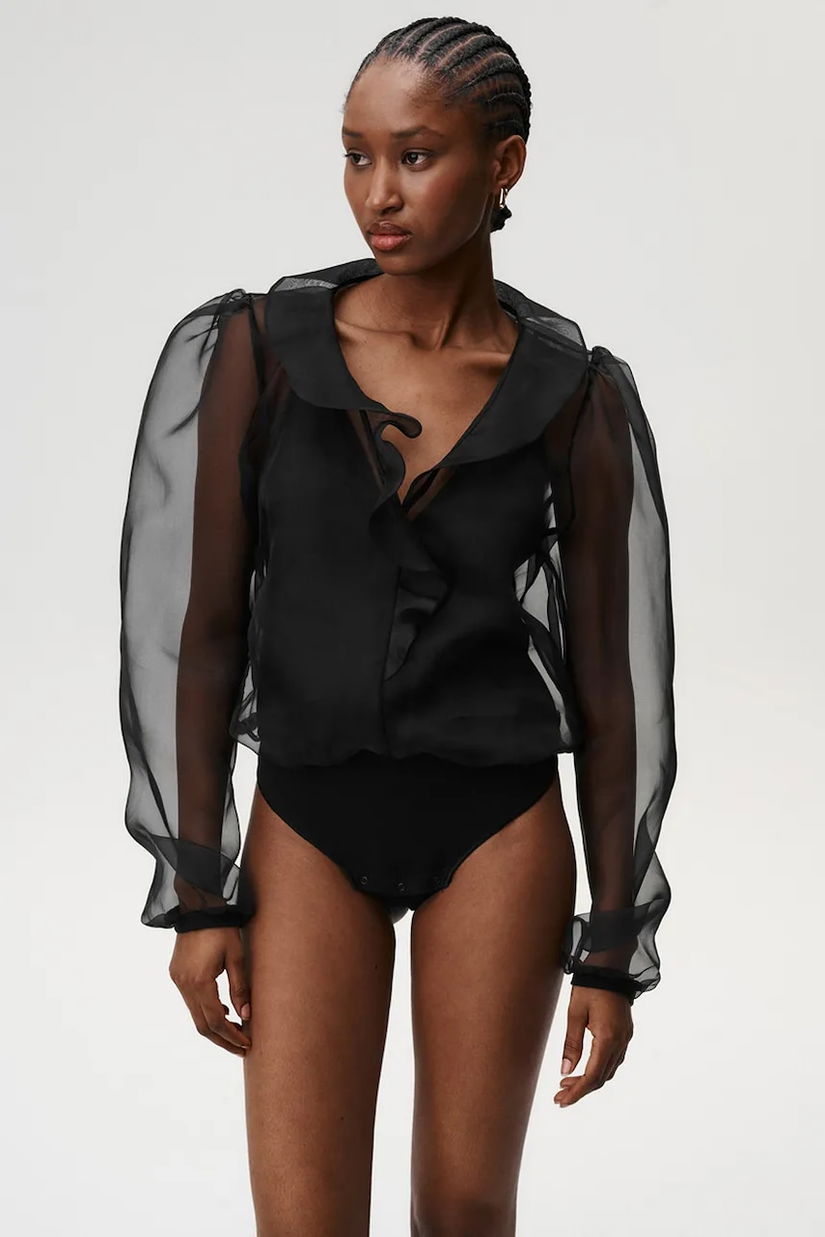 Undress Code body cu mătase culoarea negru, uni, 1024
