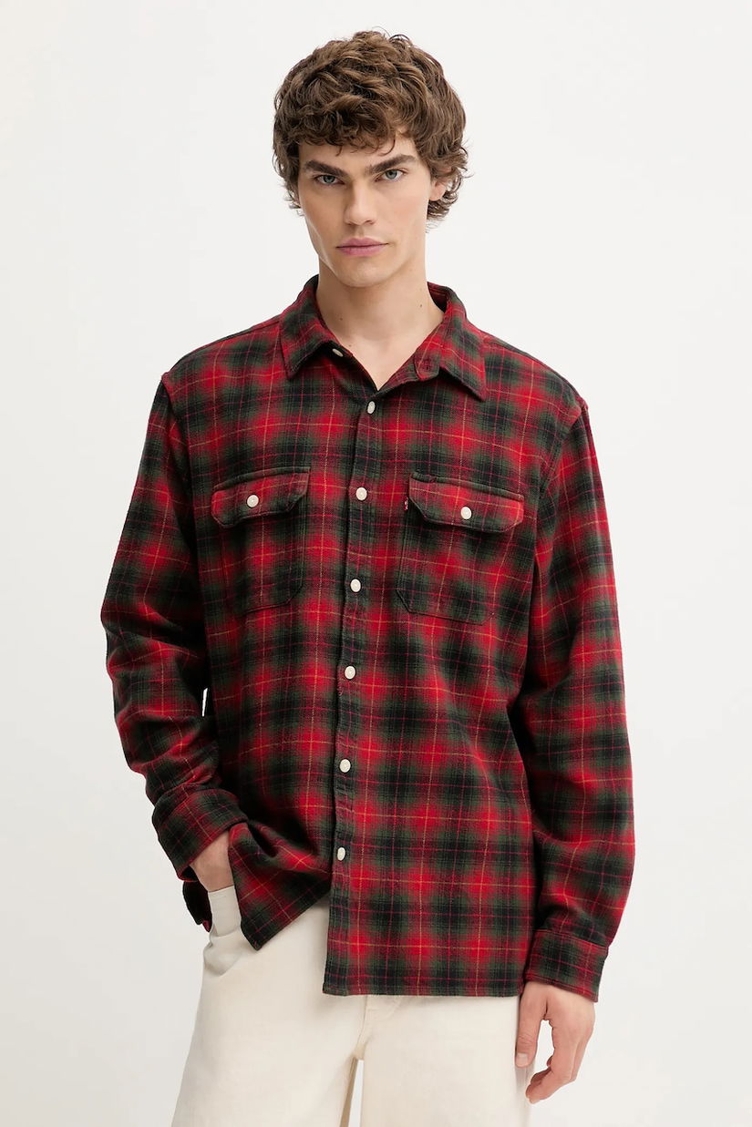 Levi's cămadă din bumbac culoarea roșu, cu guler clasic, relaxed, 0