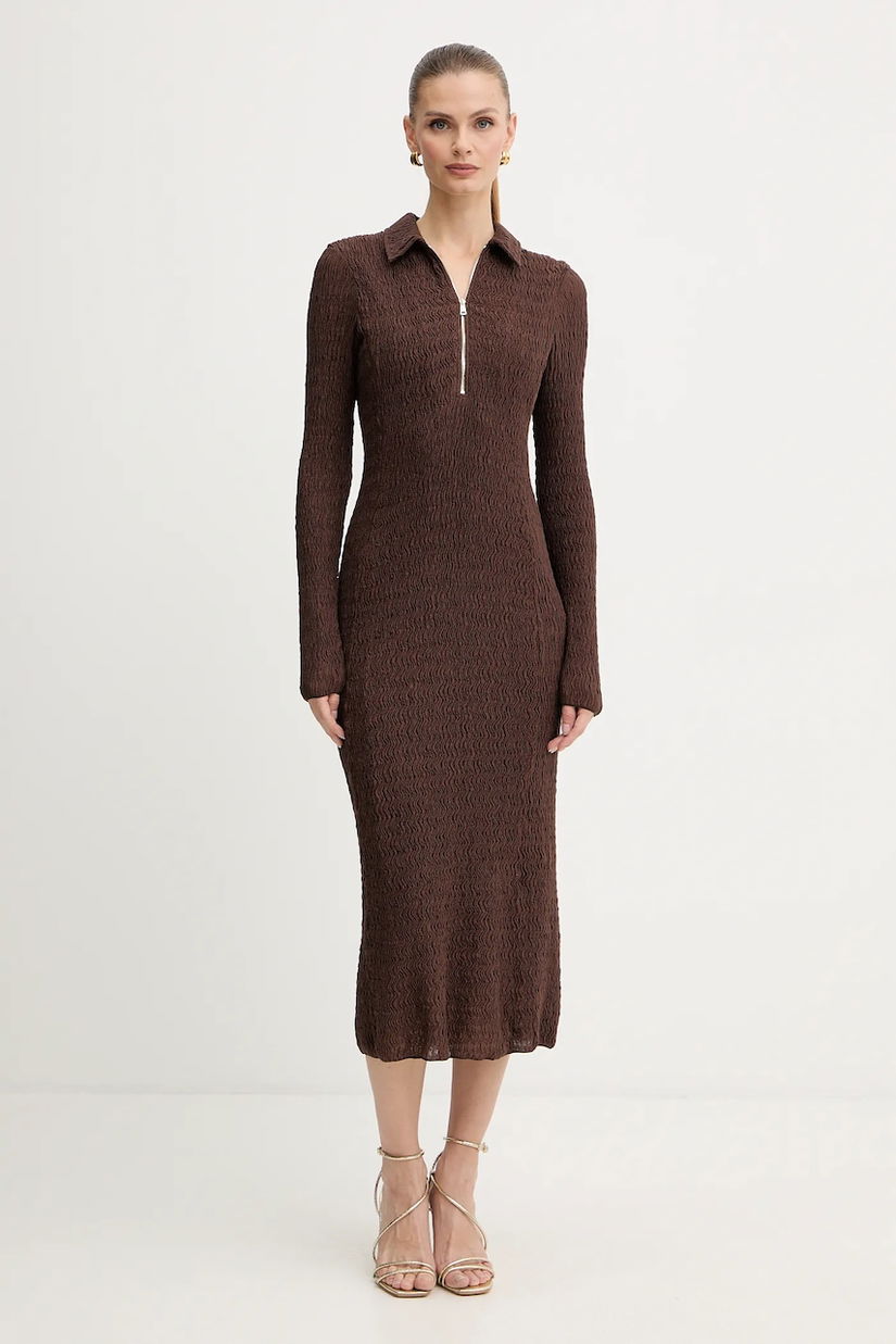 Marella rochie culoarea maro, maxi, mulată, 2523626014200