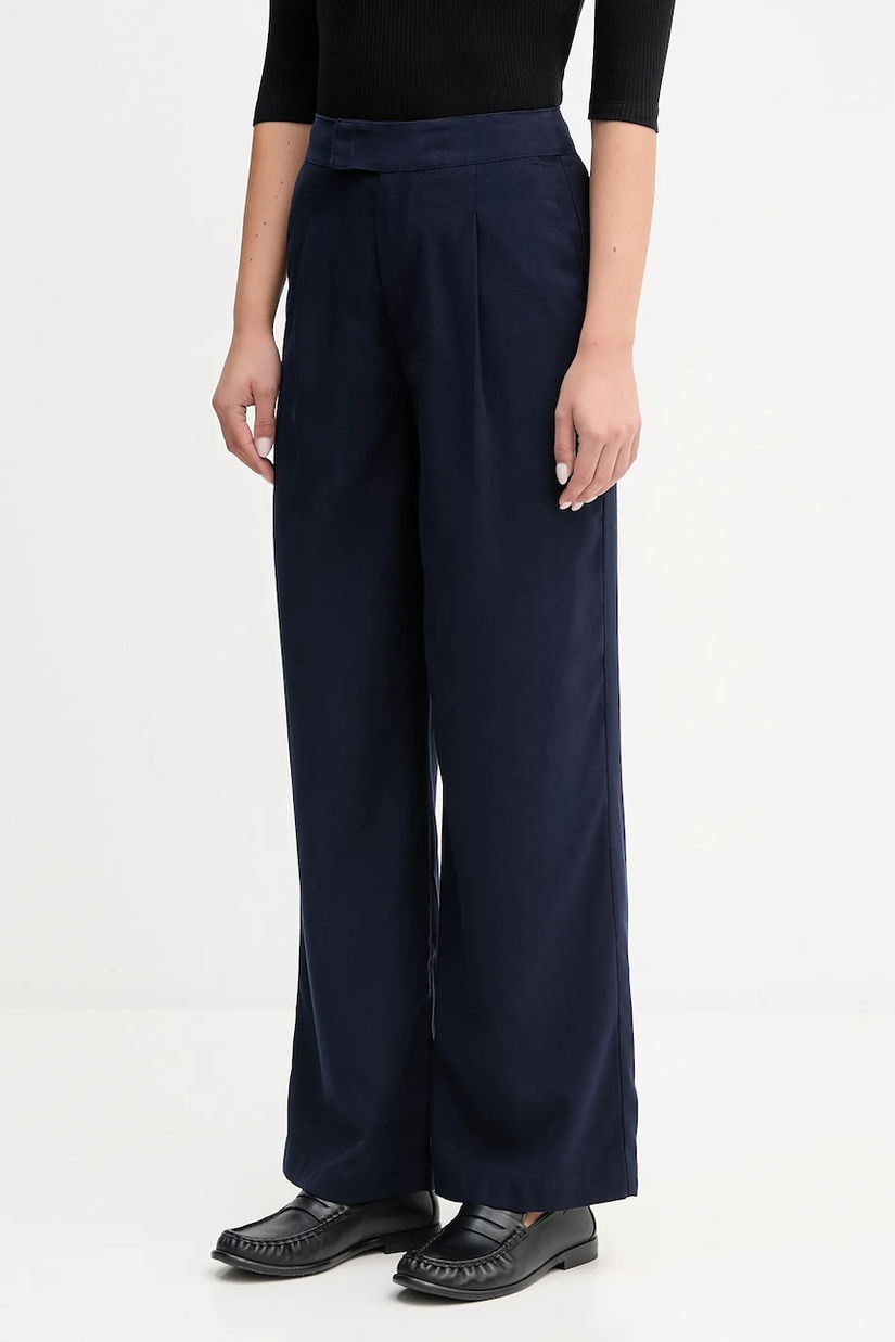 United Colors of Benetton pantaloni culoarea bleumarin, lat, high waist, 4K3ADF09Z