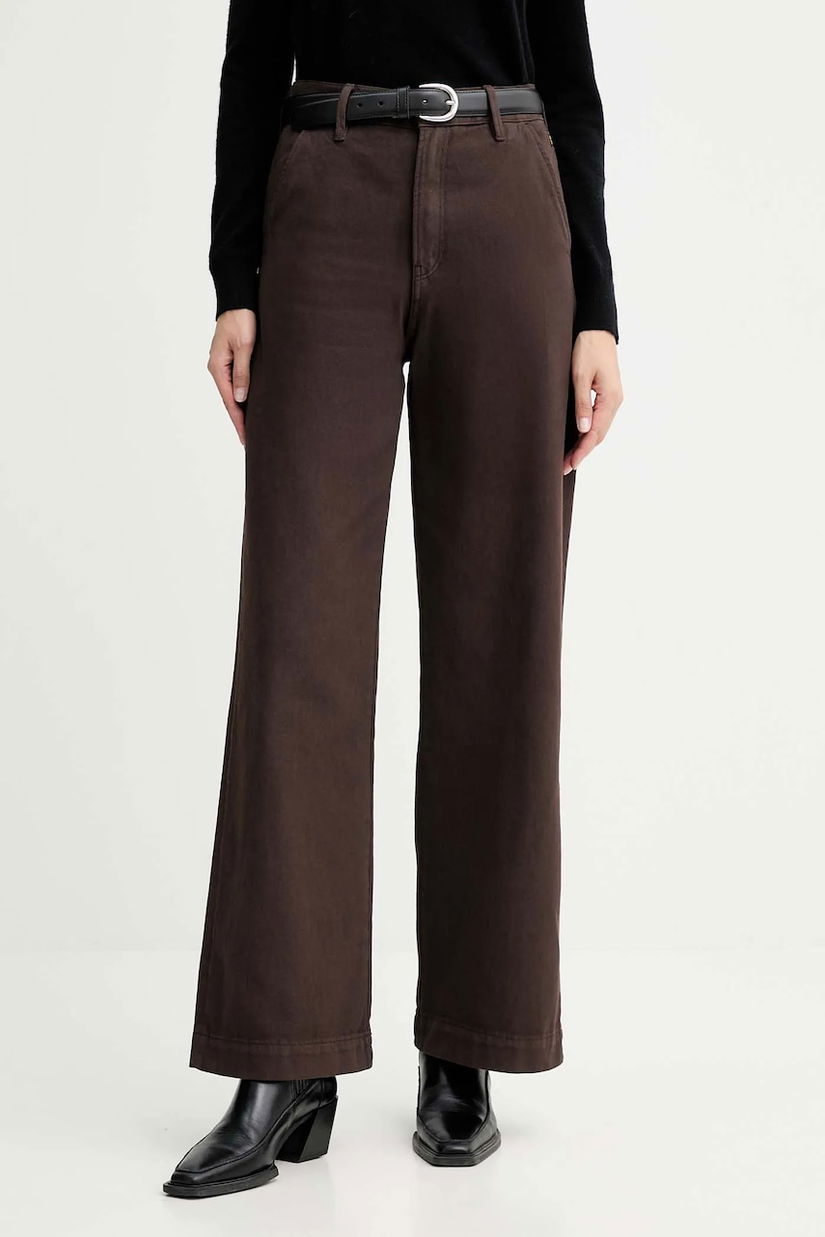 G-Star pantaloni de bumbac culoarea maro, lat, high waist, D26432.E078