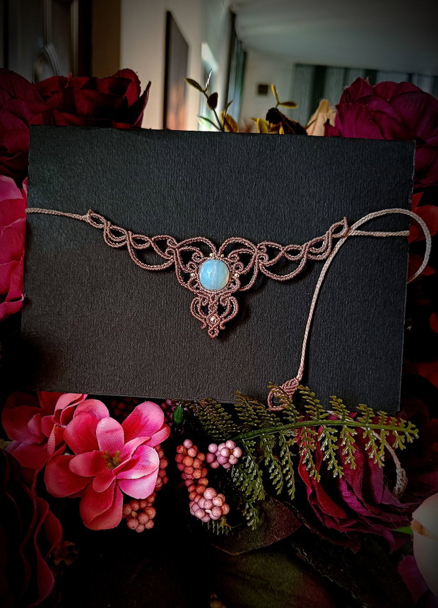 Colier delicat opal micromacrame