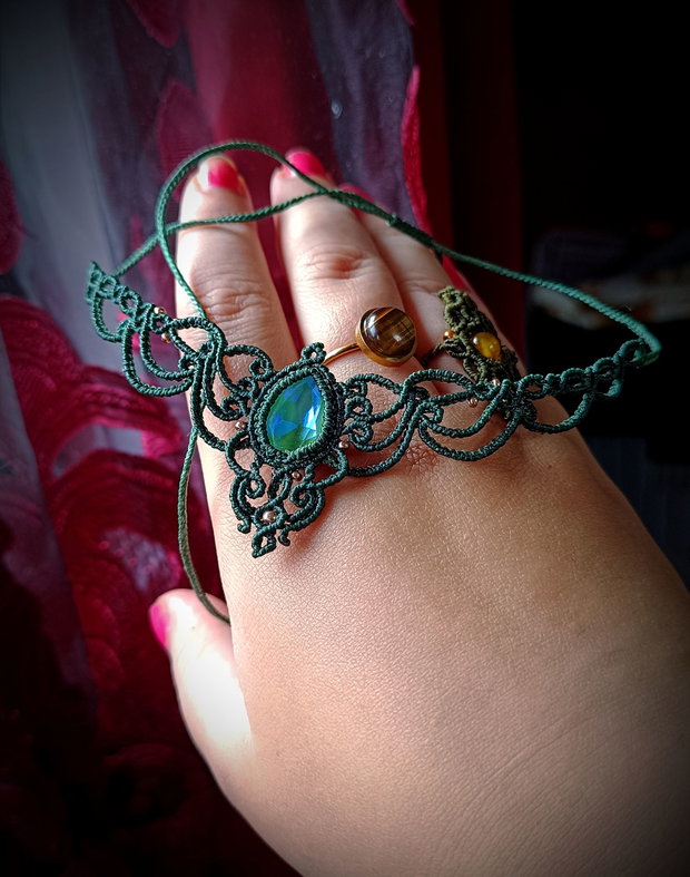 Colier verde Swarovski micromacrame