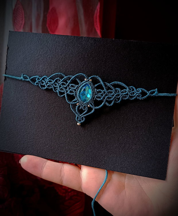 Colier choker turcoaz Swarovski micromacrame