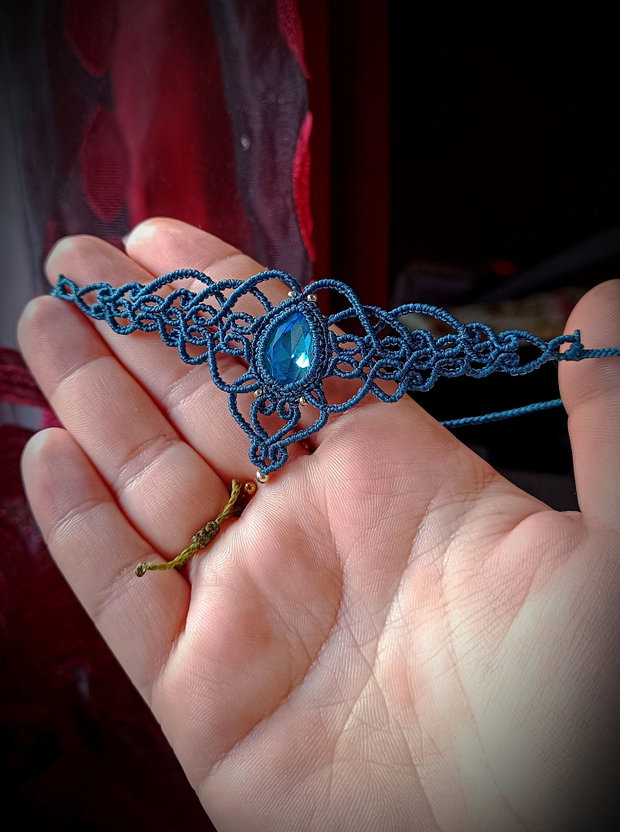 Colier choker turcoaz Swarovski micromacrame