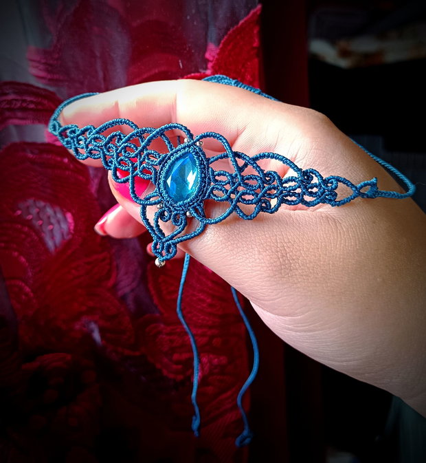 Colier choker turcoaz Swarovski micromacrame