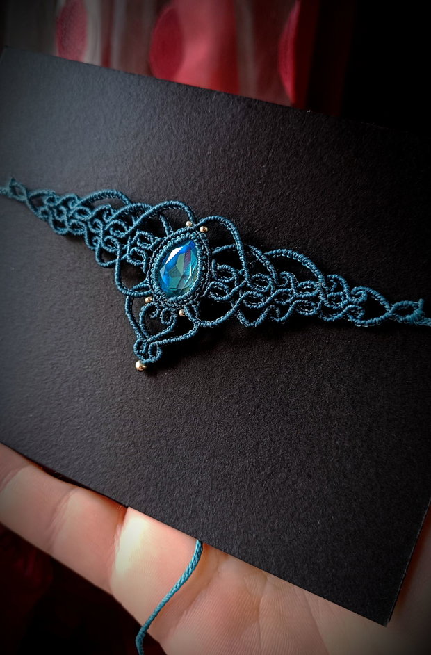 Colier choker turcoaz Swarovski micromacrame