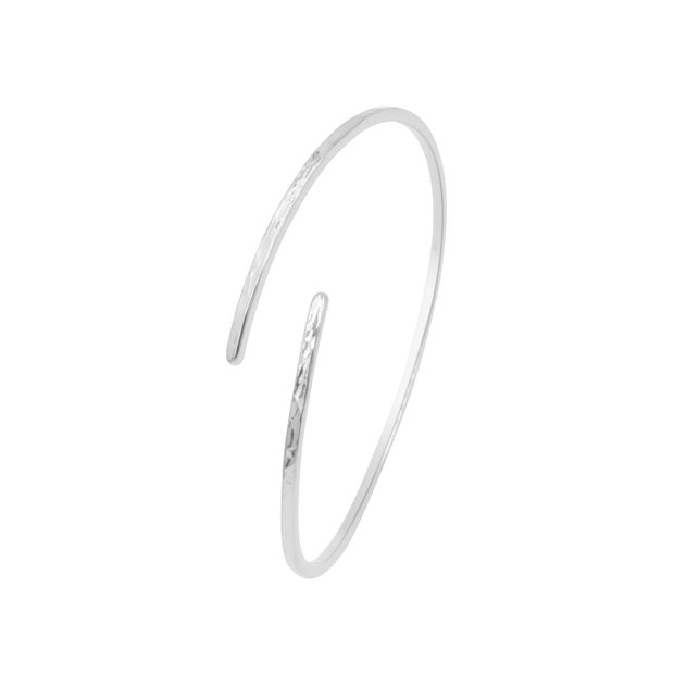 Bratara tip bangle reglabila, texturata, argint