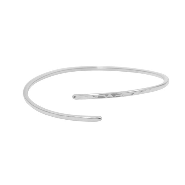 Bratara tip bangle reglabila, texturata, argint