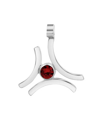 Pandantiv 3 linii intersectate, zirconiu rosu, argint 925