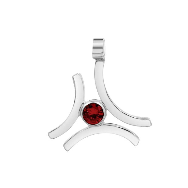 Pandantiv 3 linii intersectate, zirconiu rosu, argint 925