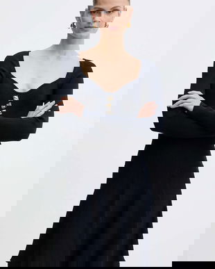 Fracomina rochie culoarea bleumarin, mini, evazați, FS25WD5004K41601