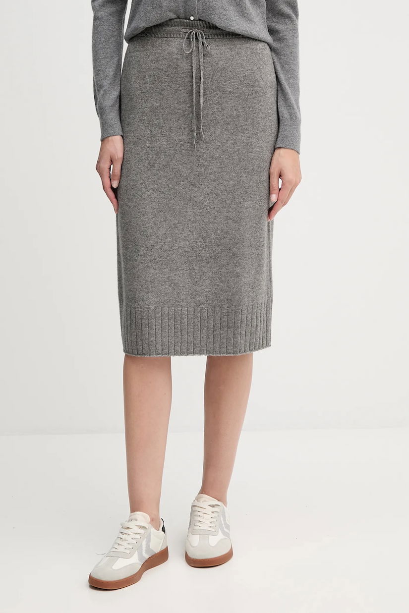 United Colors of Benetton fustă cu lână culoarea gri, midi, drept, 112HD001V
