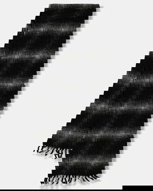 Tommy Jeans eșarfă cu lână culoarea negru, cu imprimeu, AW0AW17904