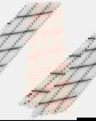 Tommy Jeans eșarfă cu lână culoarea roz, cu imprimeu, AW0AW17904