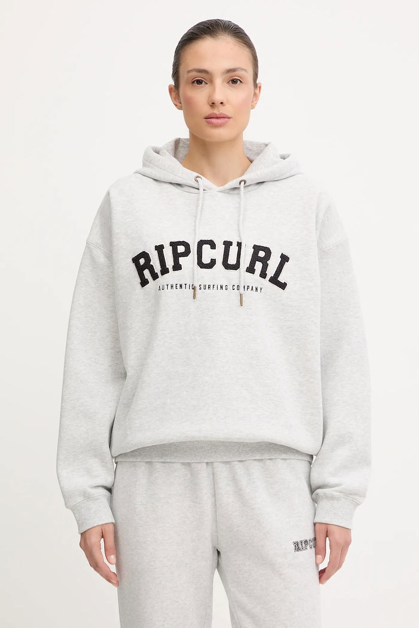 Rip Curl bluză VARSITY culoarea gri, cu glugă, cu imprimeu, 08HWFL