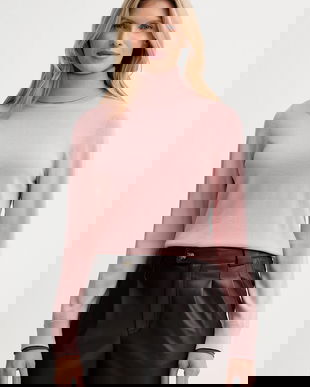 PS Paul Smith pulover de lână culoarea roz, light, cu guler, W2R-596N-T31366