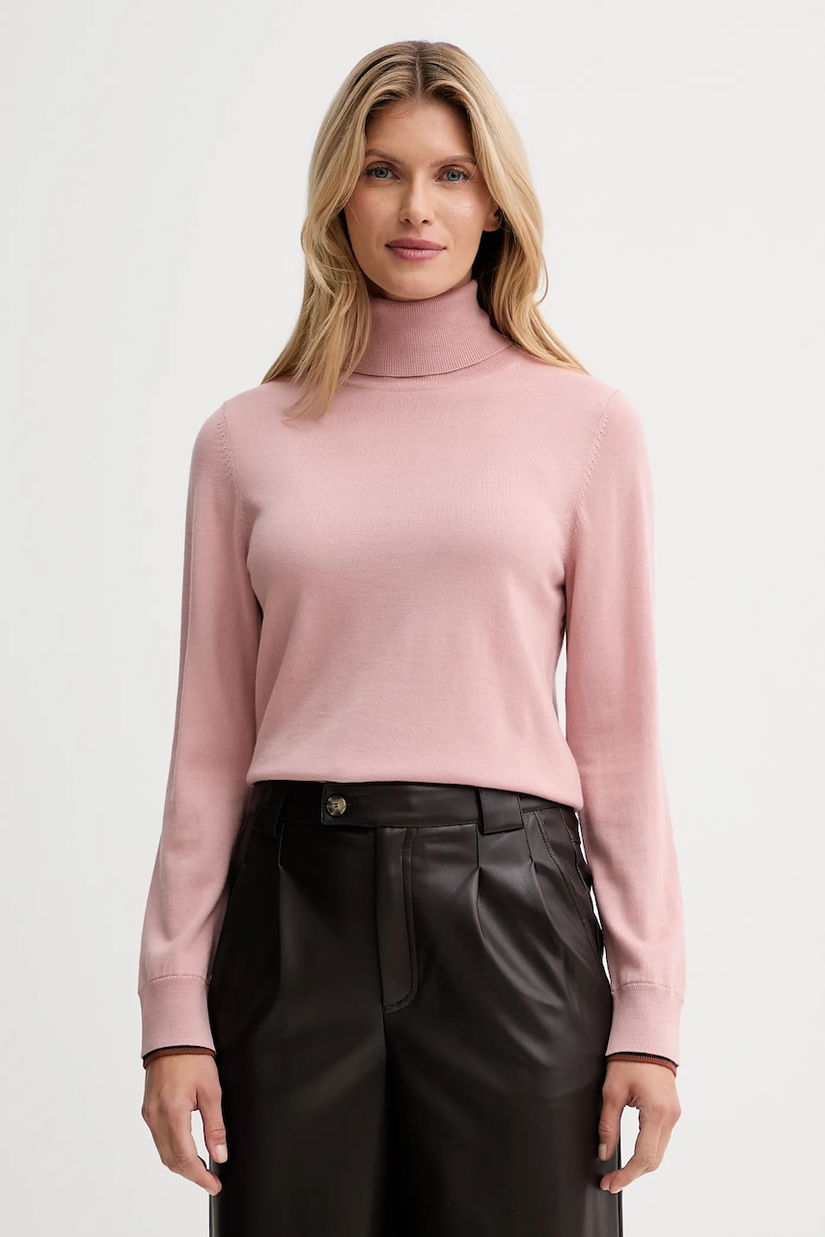 PS Paul Smith pulover de lână culoarea roz, light, cu guler, W2R-596N-T31366