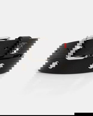 Tommy Jeans curea de piele culoarea negru, AW0AW17916