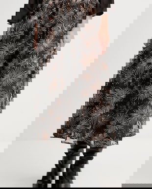 OUI fustă culoarea maro, midi, evazați, 95443