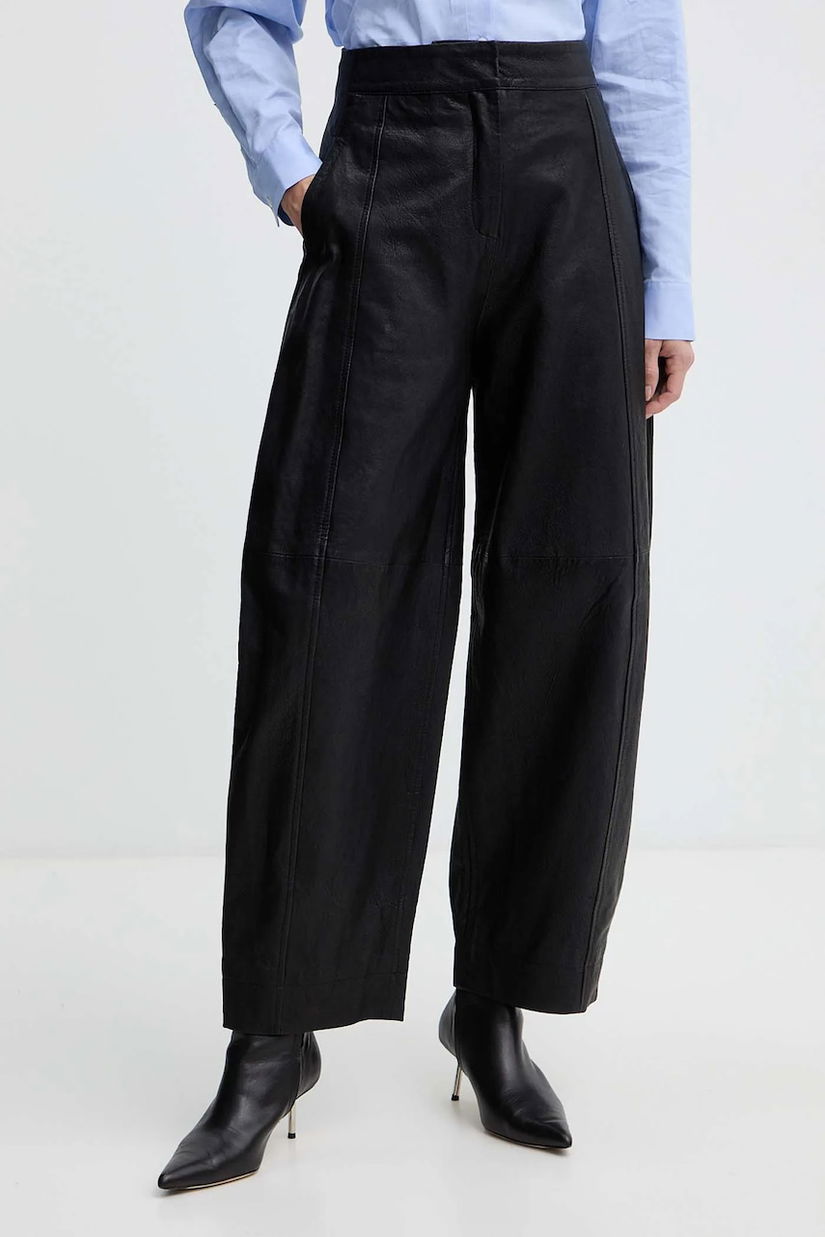 MAX&Co. pantaloni de piele culoarea negru, lat, high waist, 2526436013200