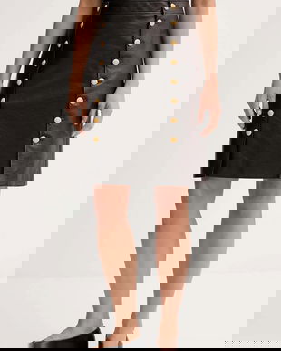 Bally fustă de piele culoarea maro, mini, evazați, WLE07G