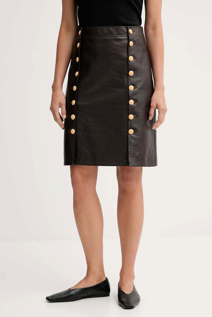 Bally fustă de piele culoarea maro, mini, evazați, WLE07G