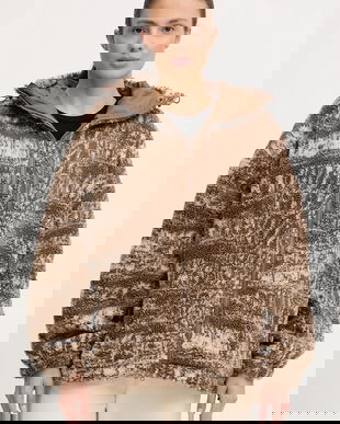 adidas by Stella McCartney bluză culoarea maro, cu glugă, JM3675