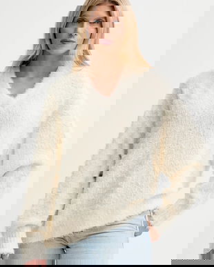 Filippa K pulover de mătase culoarea bej, 31857