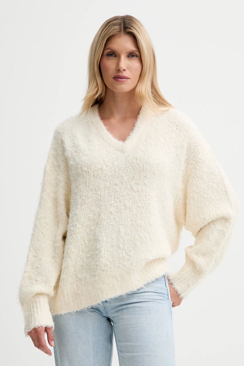 Filippa K pulover de mătase culoarea bej, 31857