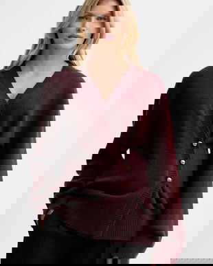 ISABELLE BLANCHE cardigan din amestec de lână culoarea bordo, IS25FW-M152-F007