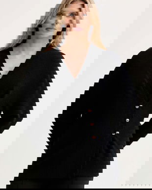 ISABELLE BLANCHE cardigan din amestec de lână culoarea negru, IS25FW-M152-F007