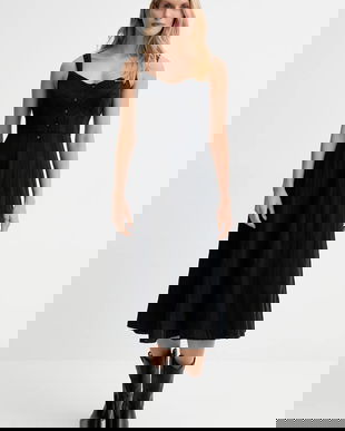 Levi's rochie din bumbac culoarea negru, midi, evazați, 003PR