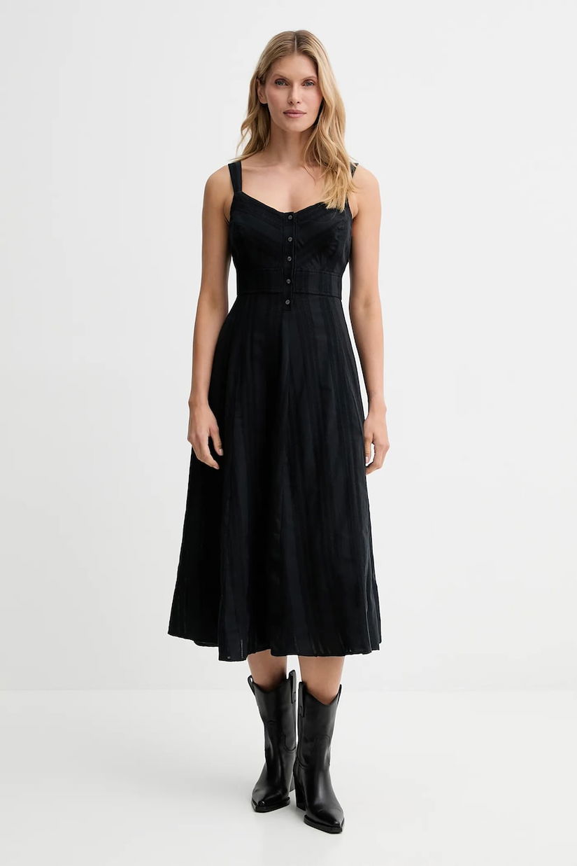Levi's rochie din bumbac culoarea negru, midi, evazați, 003PR