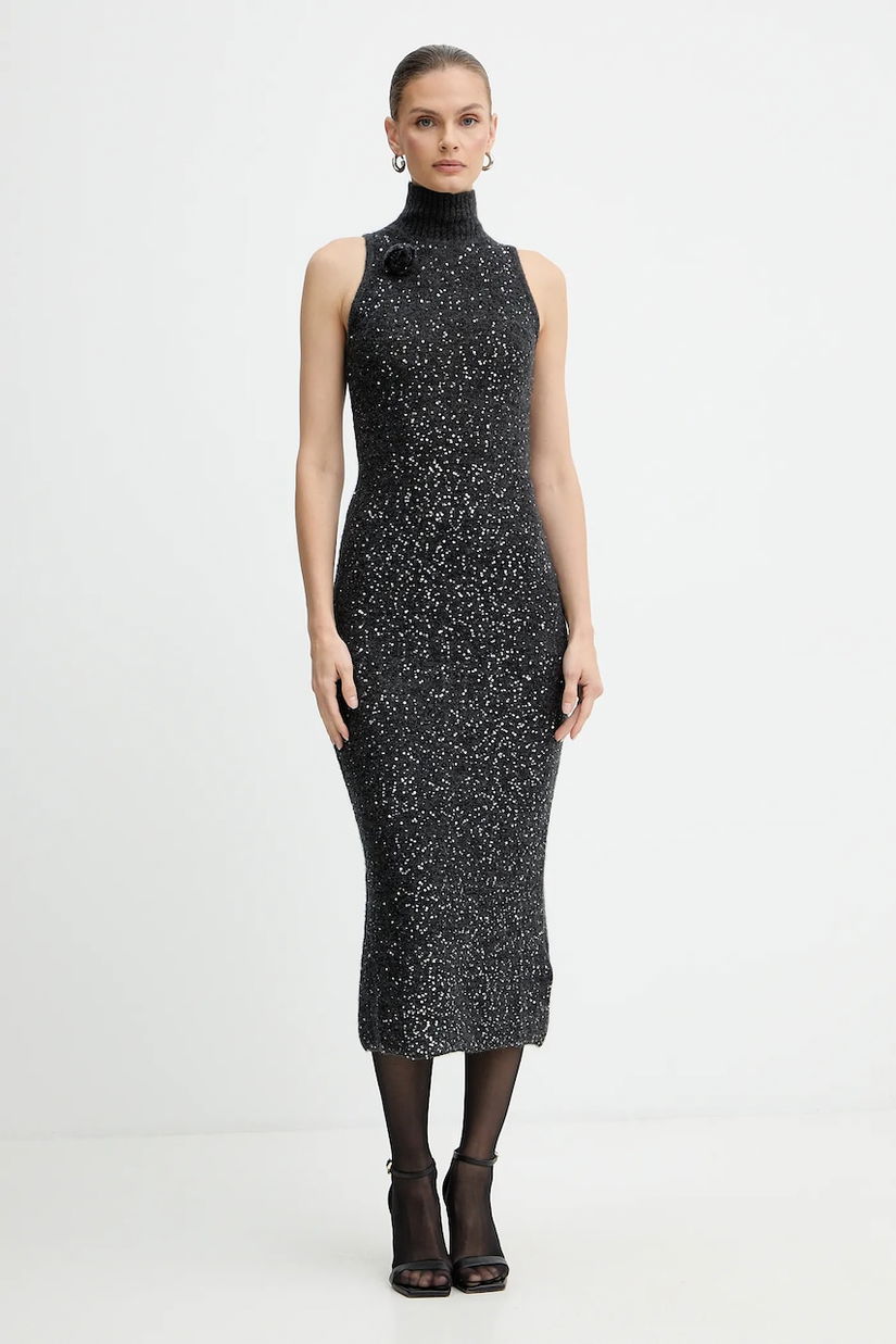 Marella rochie cu lână culoarea gri, maxi, mulată, 2523326072200